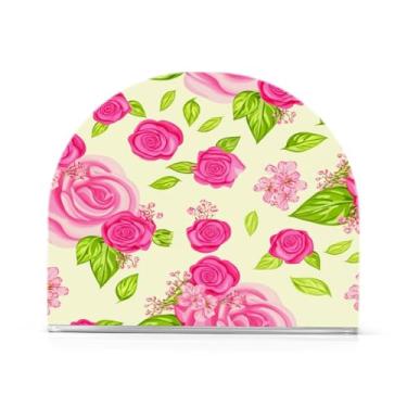 Imagem de Qilmy Lindo suporte de guardanapo de acrílico rosa, porta-guardanapos para mesas cozinha restaurante decoração de casa, suporte decorativo moderno para papel de jantar guardanapos de coquetel 340