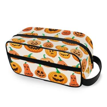 Imagem de Burbuja Bolsa de Higiene Pessoal de Viagem de Abóboras de Dia das Bruxas para Mulheres e Homens, Organizador Portátil de Maquiagem para Acessórios de Higiene Pessoal com Alça