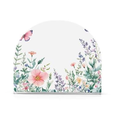 Imagem de xigua Porta-guardanapos de acrílico, porta-guardanapos de flores silvestres e borboletas para mesas cozinha restaurante decoração de casa, suporte decorativo moderno para guardanapos de coquetel de