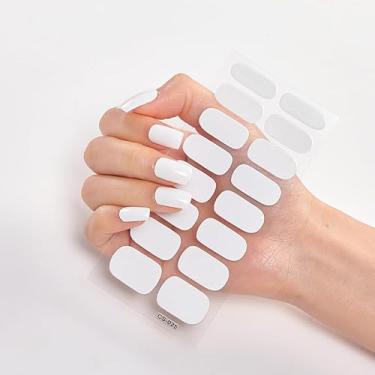 Imagem de 16 pontas de unhas, unhas postiças modernas, unhas falsas, cola, simples, fofas, cor sólida, unhas postiças para mulheres e meninas (branca)