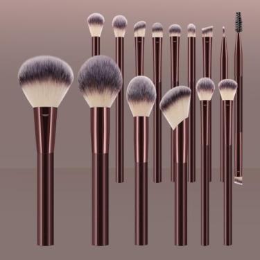 Imagem de 15 pincéis de maquiagem macios ao toque, pincel de maquiagem em pó, pincel de blush, pincel de sombra para maquiagem diária no rosto