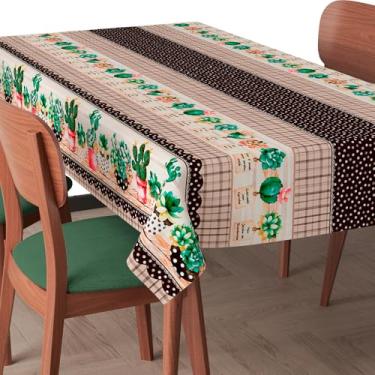 Imagem de Toalha de Mesa Plástica Impermeável Fácil de Limpar para 4 6 8 e 10 Lugares – Jogo Americano Resistente e Decorativo (Cactos,1,00x1,40mt)