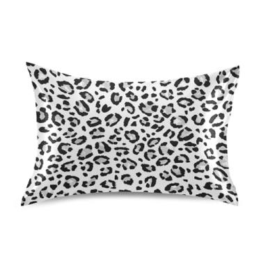 Imagem de Fronhas para cabelo preto cinza estampa de leopardo branco rei queen almofadas padrão chinelos cetim refrescante casa vida cama personalizada tamanho king size 101,6 cm x 50,8 cm