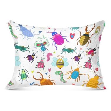 Imagem de Fronhas decorativas de insetos coloridos com zíper colorido padrão queen king size fronhas para cama de casa sofá, tamanho padrão, 51 x 66 cm