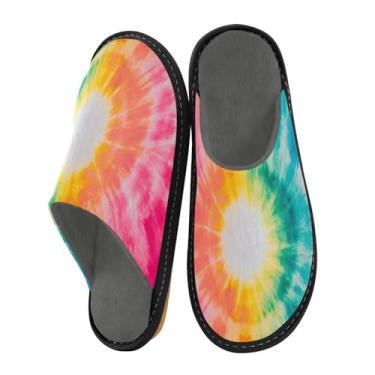 Imagem de Chinelos de outono leves pretos Fire Punishment, chinelos para casa, chinelos de viagem para avião com espuma viscoelástica 34-45, Tie Dye Rainbow, 8-8.5 US Women/8-8.5 US Men