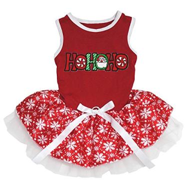 Imagem de Petitebella Roupas para filhotes de cachorro vestido de Natal Papai Noel vermelho top tutu verde (XGG, Papai Noel Hohoho)