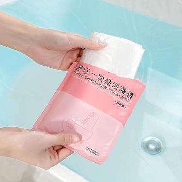 Imagem de 1 pacote saco de banho descartável engrossado banheira madeira barril spa saco plástico filme (120 x 260 cm)