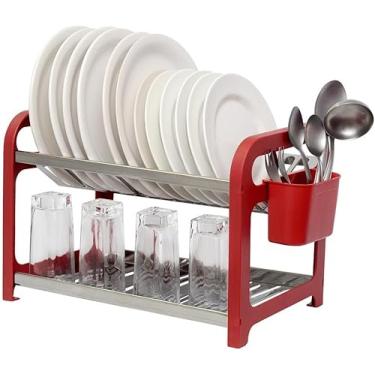 Imagem de Escorredor 16 Pratos Inox Com Porta Talheres (Branco)