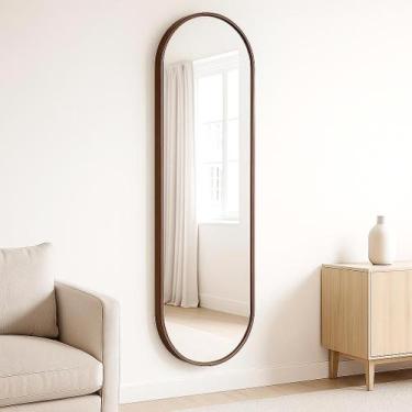 Imagem de Espelho Oval Grande 150x50cm com Moldura Aluminio  Corpo Inteiro para 