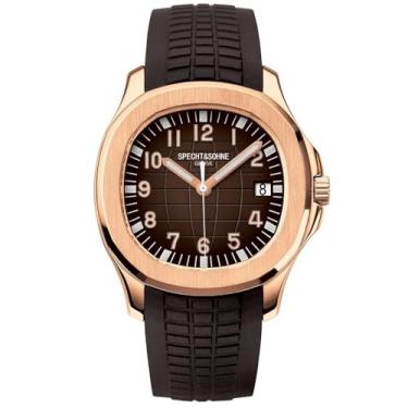 Imagem de SPECHT&SOHNE Relógio mecânico automático executivo 2023 pulseira de borracha Miyota 8215 Movt relógio de pulso esportivo à prova d'água 42 mm relógios luminosos relógio masculino, Ouro rosa, esportivo