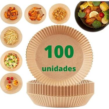 Imagem de Kit Formas Descartáveis para Air Fryer Universal 100 pcs Papel Manteiga Antiaderente Redonda – Forro de Papel Air Fryer Reforçado Resistente ao Calor Premium MyBrins (20cm)