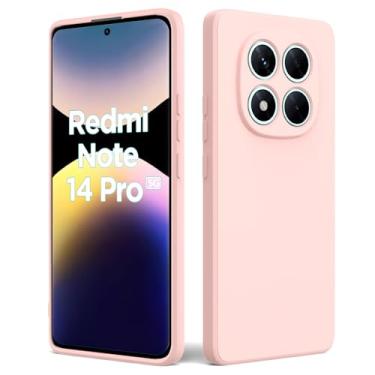 Imagem de Capa de telefone de cor sólida para Xiaomi Redmi Note 14 Pro 5G, capa antiarranhões, à prova de choque, capa protetora macia de TPU para Xiaomi Redmi Note 14 Pro 5G - Rosa