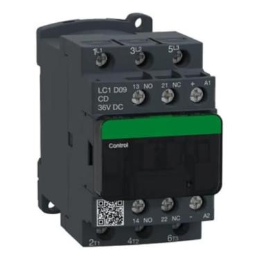 Imagem de 1 contator LC1D09CDC 36VDC contator 3 polos 9A