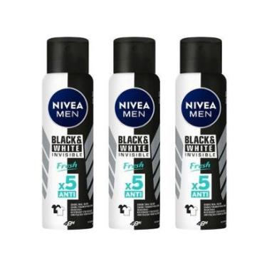 Imagem de Kit Desodorante Antitranspirante Aerossol Nivea Invisible Black e White Masculino 150ml 3 Unidades-Masculino