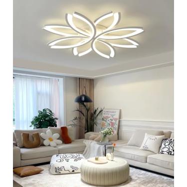 Imagem de Luminária de teto LED dimerizável moderna para sala de estar, com controle remoto, iluminação inteligente para casa, luminárias de teto para quarto, sala de jantar e cozinha, alta potência (