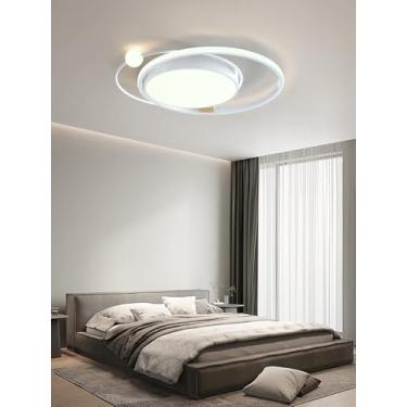 Imagem de Luminária de teto redonda, econômica e com regulagem de intensidade, em LED, moderna e minimalista, com controle remoto, ideal para quartos infantis, quartos de dormir e salas de jantar (bra