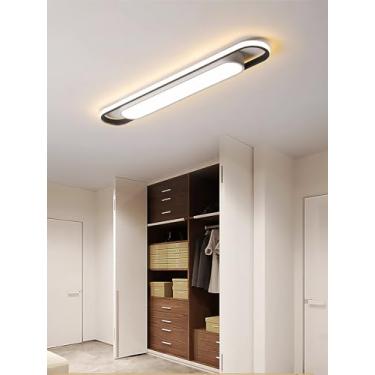 Imagem de Luminária de teto LED moderna e inteligente para corredor, com intensidade regulável, em metal, branca, com controle remoto, faixa longa para varanda, sala de jantar, escritório, corredor, c