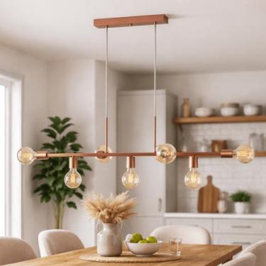 Imagem de Luminária de Teto Pendente Ciciliano 7 Lâmpadas para sala salão cozinha e comercio (Estilo Jabuticaba) (Rose Gold)