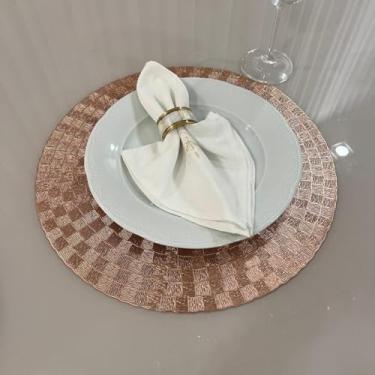 Imagem de Jogo Americano Mesa Posta Impermeável Redondo ou Retangular para Jantar e Eventos – Kit 4 ou 6 Lugares Decorativo Luxo (52. Rose Gold 2,4 Unidades)