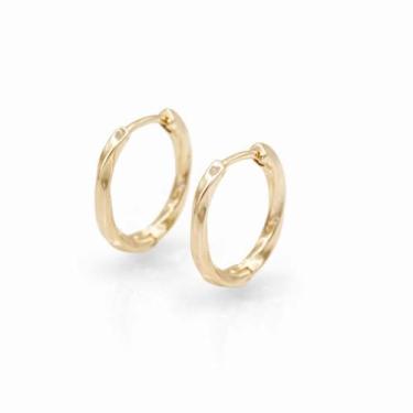 Imagem de Brinco Argola Liso Trabalhado 17x2MM Banhado a ouro 18k