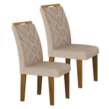 Imagem de Cadeira Para Mesa De Jantar Larissa New Mdf Kit 2 Peças Freijó Linho P
