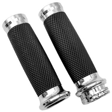 Imagem de Guiador universal de 2,5 mm/25 mm compatível com Har-Ley Davidson Sportster Softail Chopper Bobber Ho-n-d-a Ya-ma-ha Suz-uki Ka-wa-saki, prata-preto