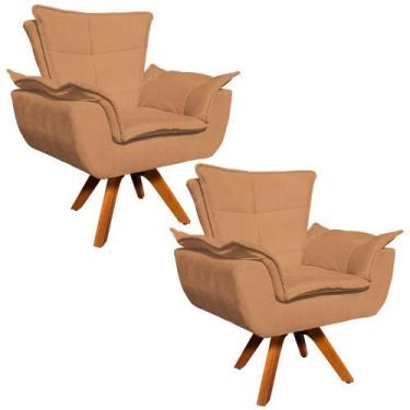 Imagem de Poltrona Sala de Estar Giratória MM30 Kit 2 Opalla Suede - D'Rossi, Ca