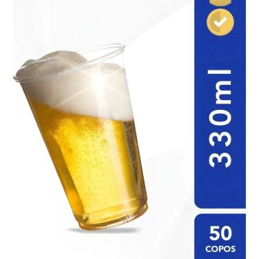 Imagem de 2X Copo Descartável Liso Festa Para Chopp 330Ml Resistente