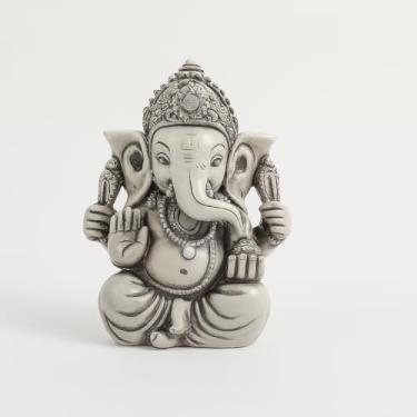 Imagem de Estátua White Lord Ganesha Idol para decoração de casa | Deus elefante hindu Bappa Vinayaka | Artesanato indiano Ganesh Murti para mesa, quarto Puja e painel de carro decoração hindu (Yoga pequeno)