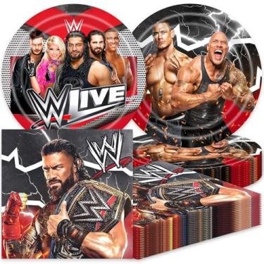 Imagem de Pacote com 40 suprimentos para festa de luta livre incluem 20 guardanapos para decoração de festa de luta livre de aniversário
