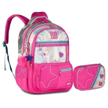 Imagem de Kit Mochila e Estojo Holográfico Rebecca Bonbon - Clio, Rosa
