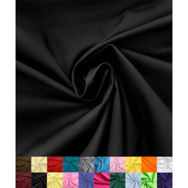 Imagem de Barcelonetta | Tecido de algodão poliéster para costura | Tecido Broadcloth | by The Yard | Rolo de 152 cm de largura | Leve, Respirável | Forro, Tecido Doméstico, Saias, Sacolas (Preto, 1 jarda)