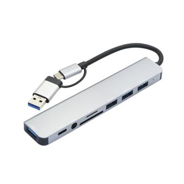 Imagem de Hub USB C, extensor multiportas USB 3.0 8 em 1, USB3.0, 3 x USB2.0, SD, TF, áudio, USB-C, para MacBook Air/Pro, tablets tipo C, laptops, telefones etc.