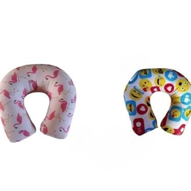 Imagem de Kit com 2 Almofadas Travesseiro de Pescoço para Viagem Confortável em Algodão(zap+flaminho)