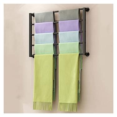 Imagem de HHHJQFAAT Rack multiuso para exibição de cachecóis, suporte de fitas, papel de embrulho de metal, prateleira organizadora para papel de embrulho, fita de artesanato, toalhas (cor: dourado, tamanho