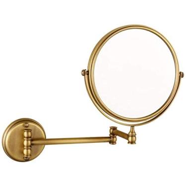 Imagem de U5GAAALPPQ9 Espelhos, vaidade, banheiro, pendurar na parede, bronze, 15,2 cm, cosmético, ampliação 3 vezes, dobrável, beleza telescópica, dupla face, mesa de parede