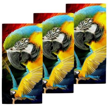 Imagem de Kit 3 Toalhas de Praia Banhão Teka Málaga 75x150 cm Estampa:Araras