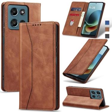 Imagem de Jasonyu Capa carteira flip para Moto G Play/G 5G (2026), capa fólio magnética de couro com suporte para cartão, suporte - TPU à prova de choque durável capa protetora para celular, marrom