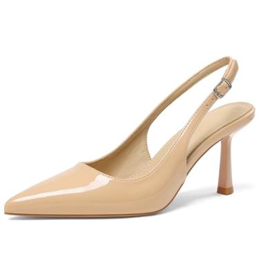 Imagem de Salto alto feminino fechado bico fino salto agulha gatinho com fivela confortável sapatos sociais casuais, Damasco, 37