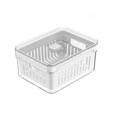 Imagem de Kit Pote Organizador de Geladeira 2,2L com 2 Cestos Removíveis | Potes Organizador de Geladeira para Organização de Cozinha(2 Unidade Sem Divisória)