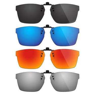 Imagem de Fiskr Óculos de sol polarizados de encaixe com proteção UV antirreflexo para Oakley Hex Jector (A) OX8174F 56 mm - Ajuste compacto - Preto clássico e prata metálico e azul gelo e vermelho fogo