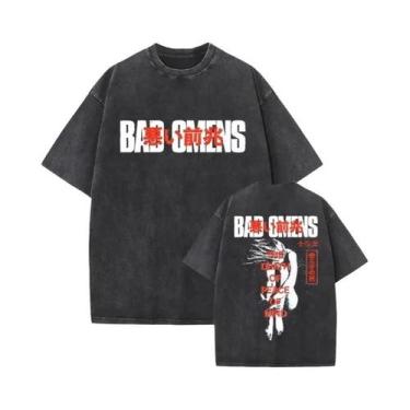 Imagem de Camiseta Gráfica Vintage Lavada Com Estampa Bad Omens Para Homens E Mu