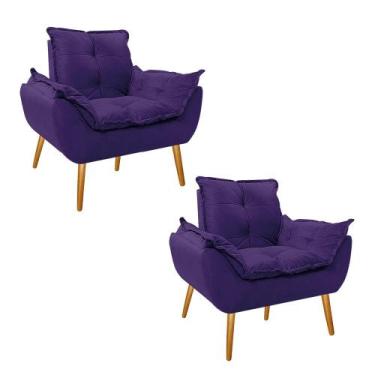 Imagem de Kit 02 Poltronas Opala Palito Sintético - Amarena Móveis, Roxo