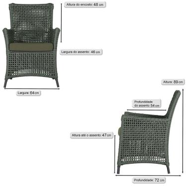 Imagem de Jogo Sofá 4 Poltronas E Mesa Igapó Preta E13 Trama Original Verde