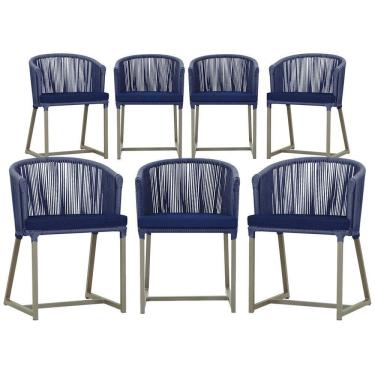 Imagem de 7 Cadeiras De Jantar área Noronha Fendi E10 Trama  Azul