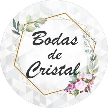 Imagem de Painel de Tecido Sublimado Redondo Bodas de Cristal Flores e Formas  c