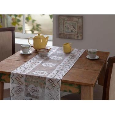 Imagem de Caminho De Mesa Para Cozinha Cor Branca Renda Desenhada - Beatriz Enxo