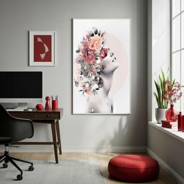 Imagem de Quadro Decor Mulher Floral 70X50Cm Mold Preta - Quadros On-Line