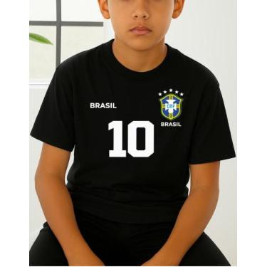 Imagem de Camiseta Algodão Infantil Estampa Brasil Jogador 1004 Copa do Mundo Di