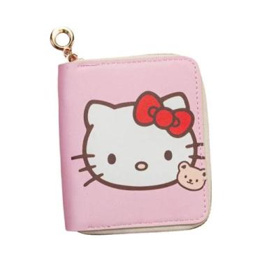Imagem de Carteira de Moedas Kawaii Sanrio Hello Kitty, Bolsa de Couro PU Dobráv
